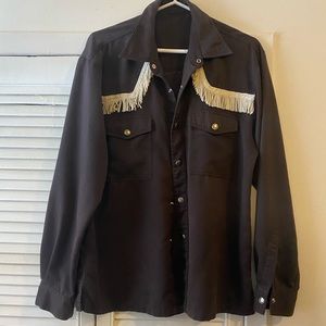 Grey fringe western shirt